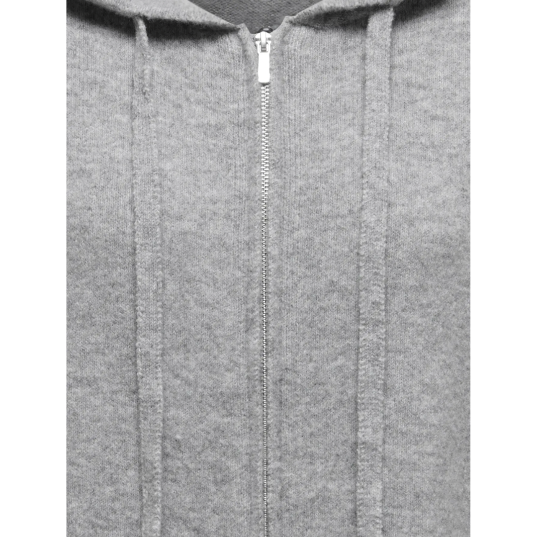 Loro Grey Knit Zip Hoodie
