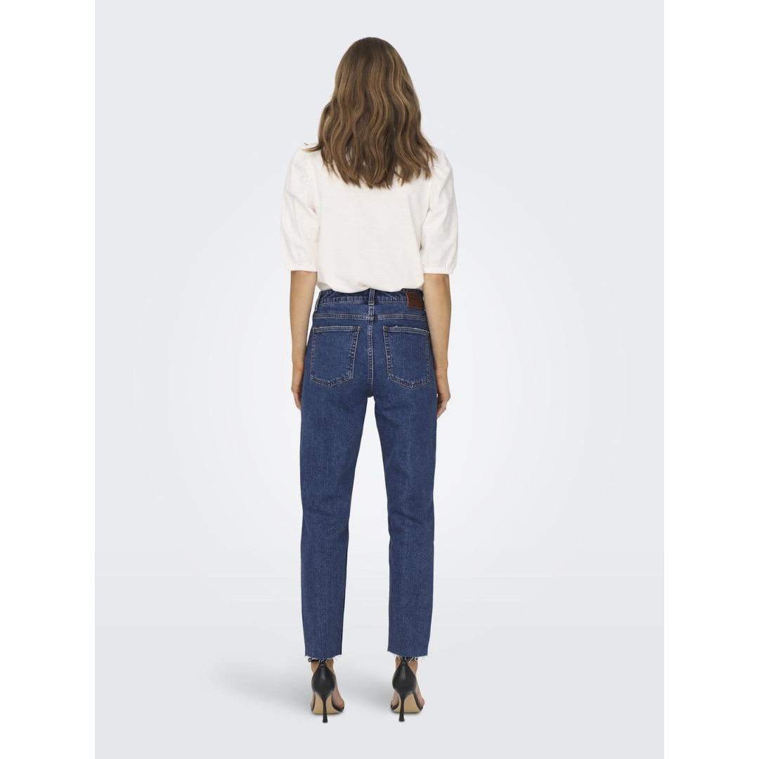 Mid wash straight leg jeans
