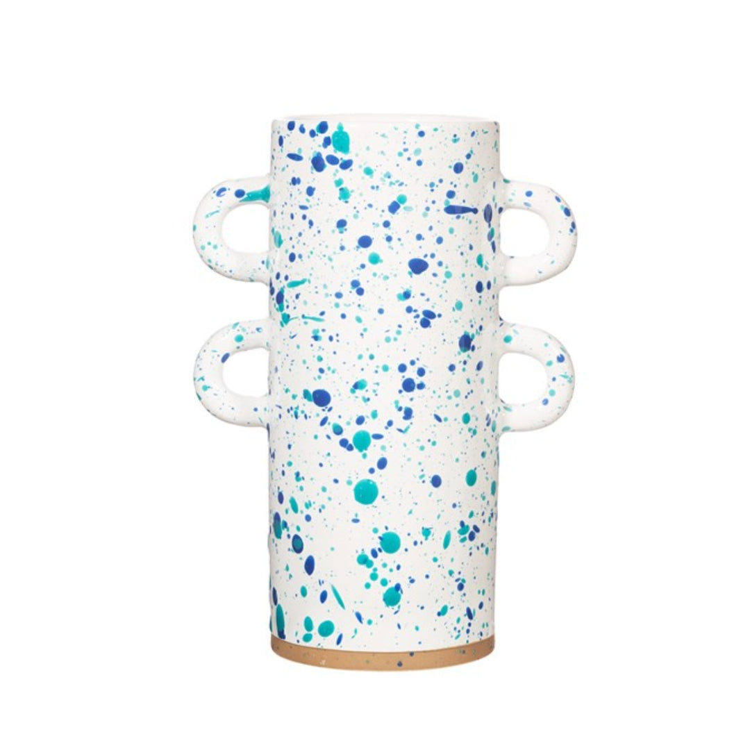 Blue splaterware vase