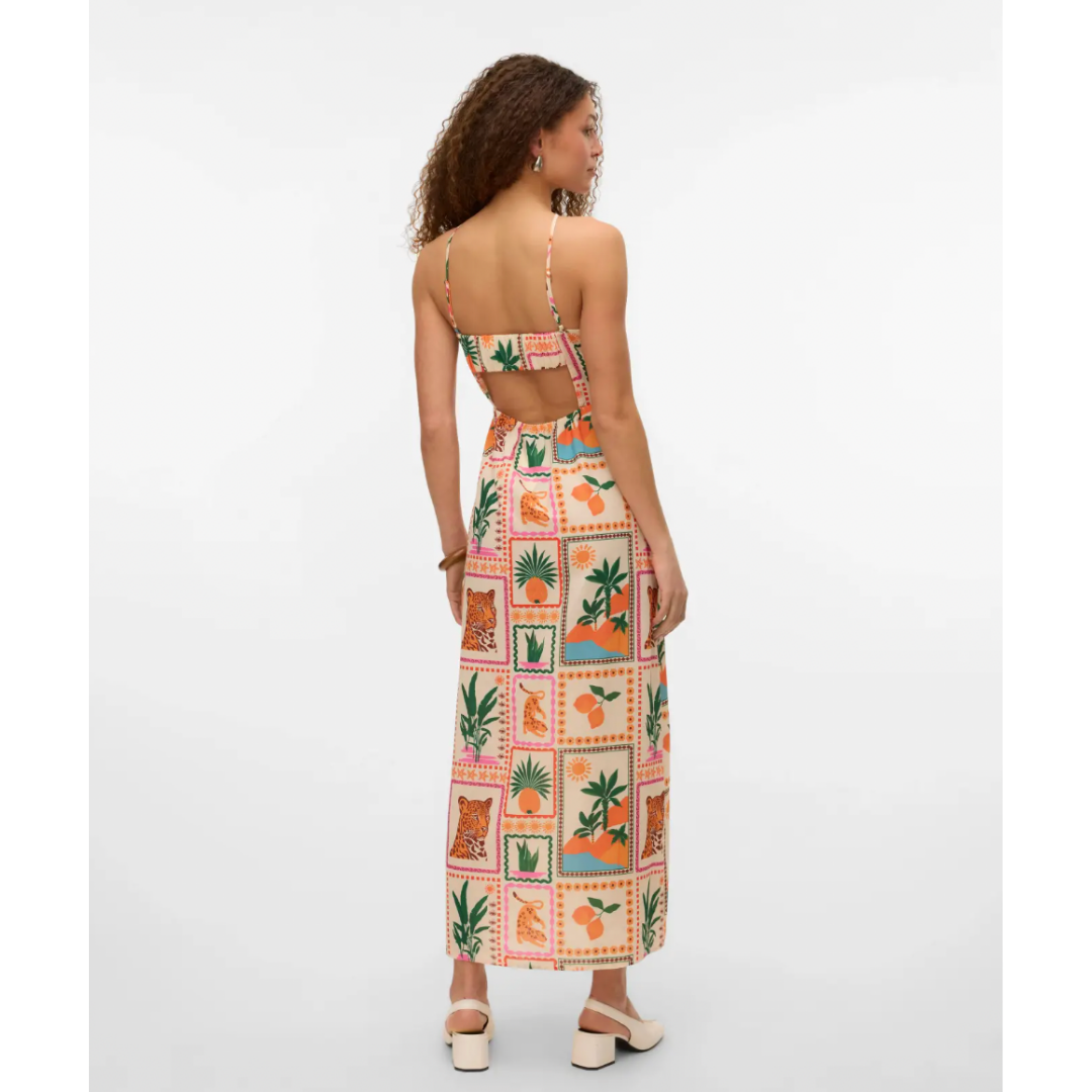 Tropical Tile Halterneck Maxi Dress