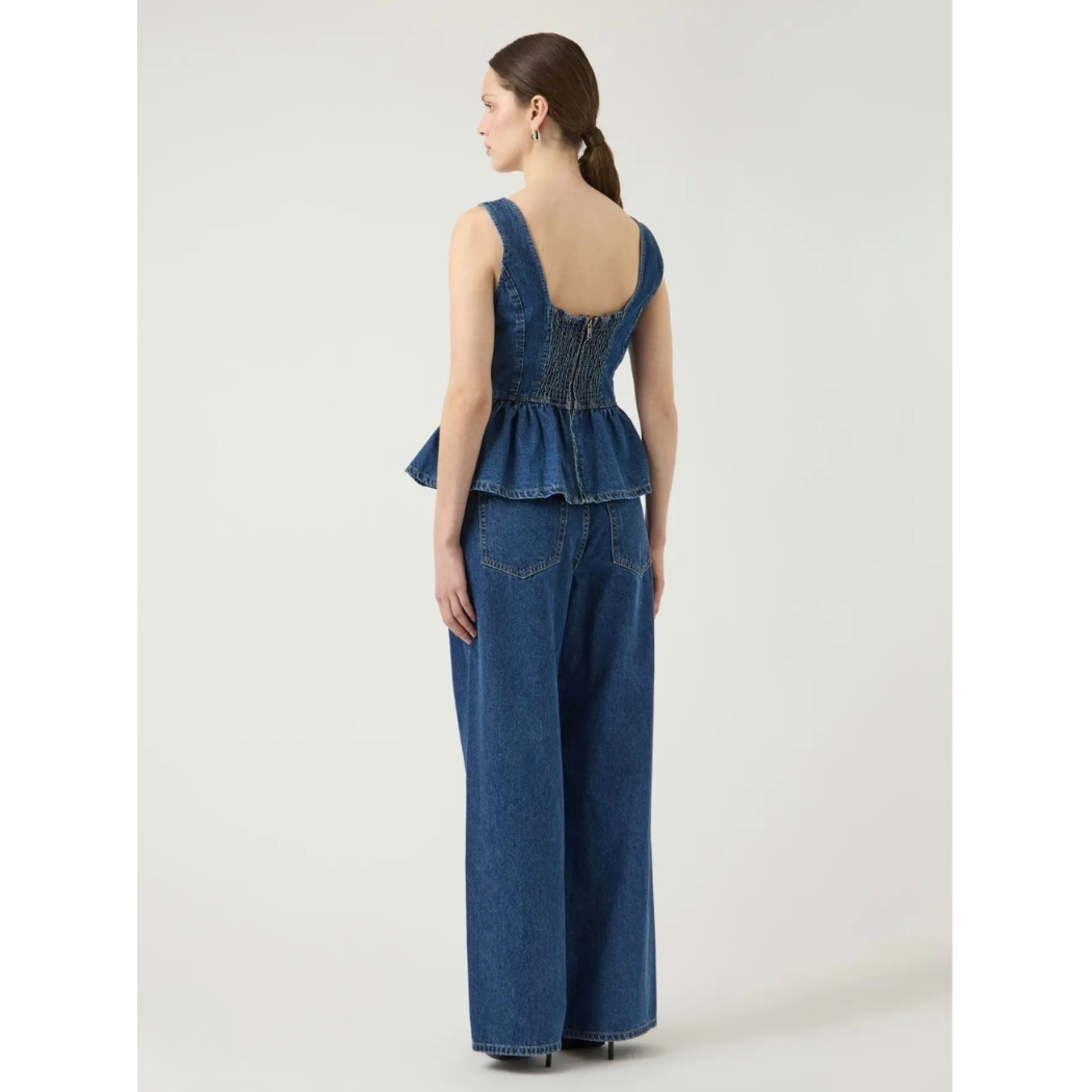 Elsie Denim peplum Top