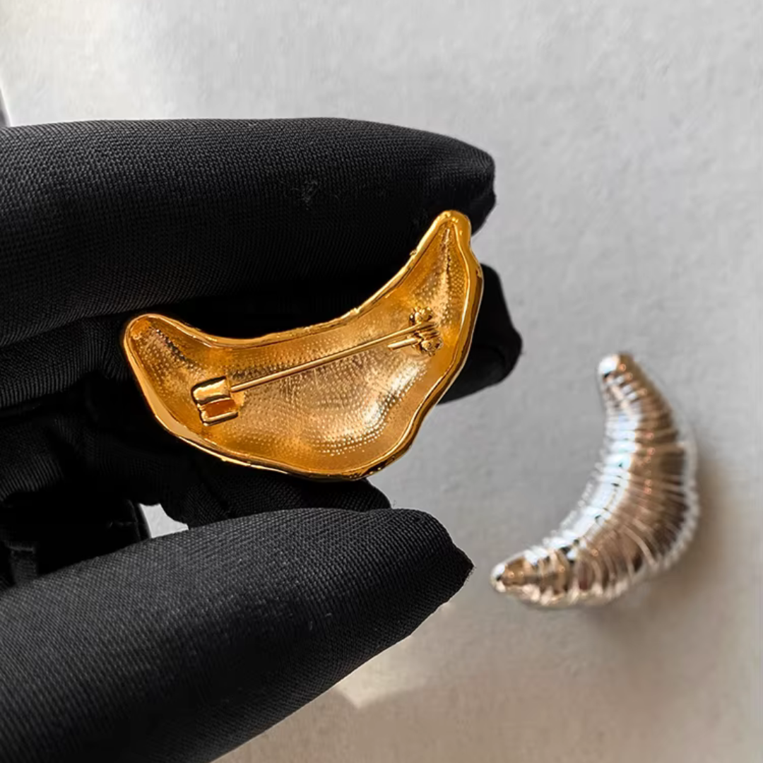 Golden Croissant Brooch
