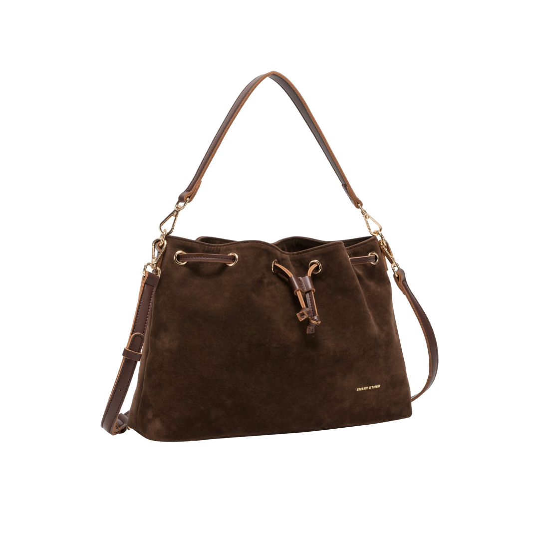 Chocolate Suede Bucket Bag