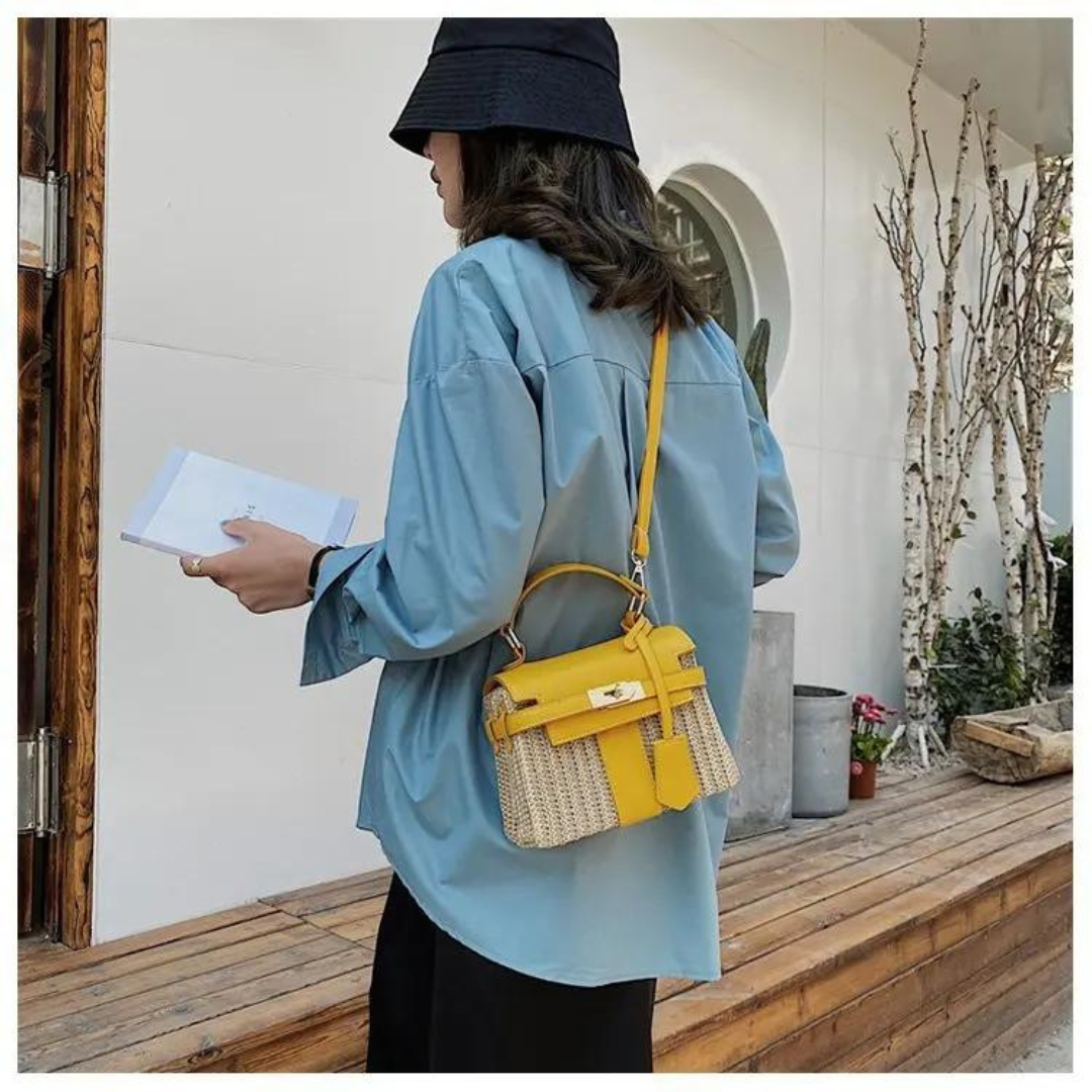 Sandy Straw cross body Box Bag