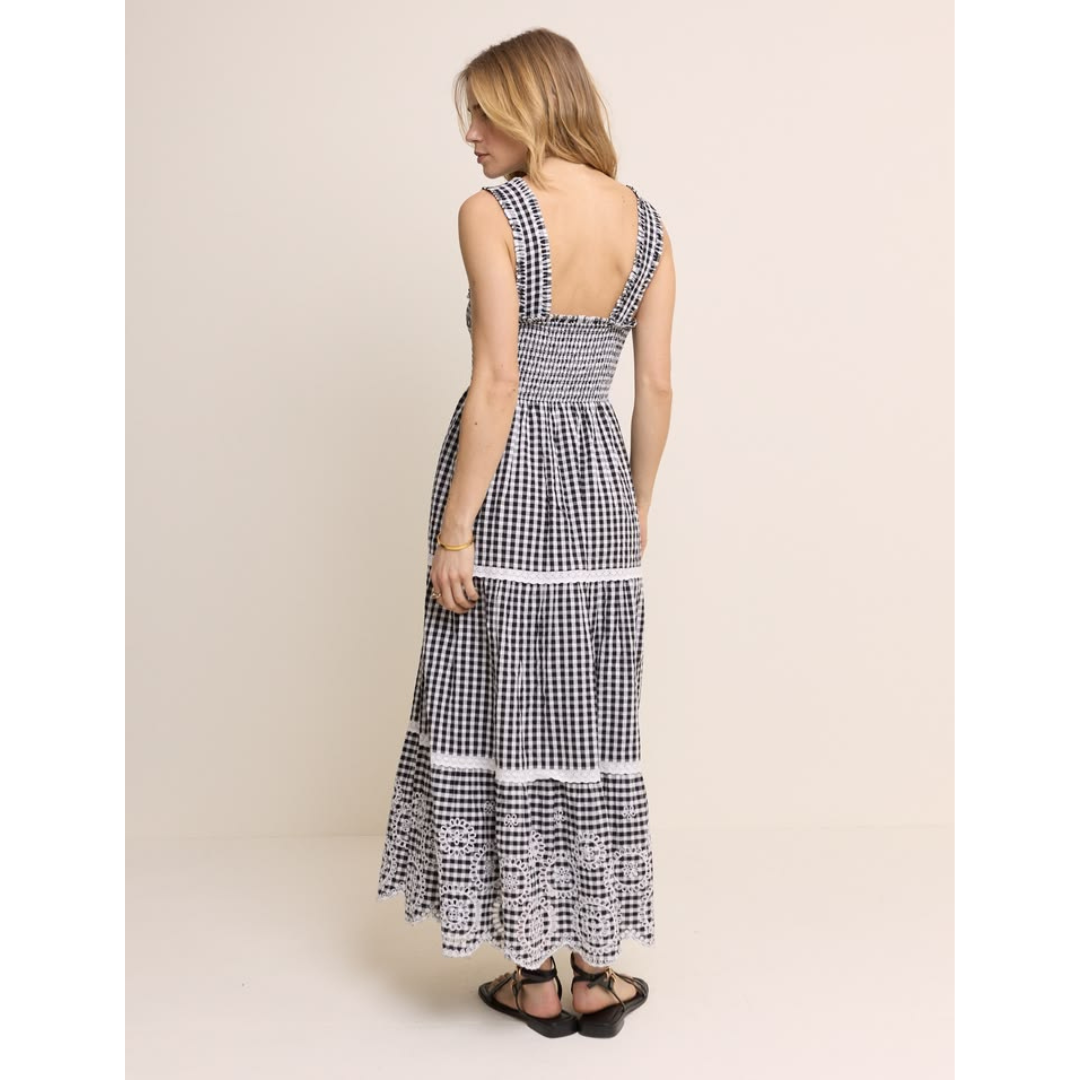 Black Gingham Darla Midi Dress