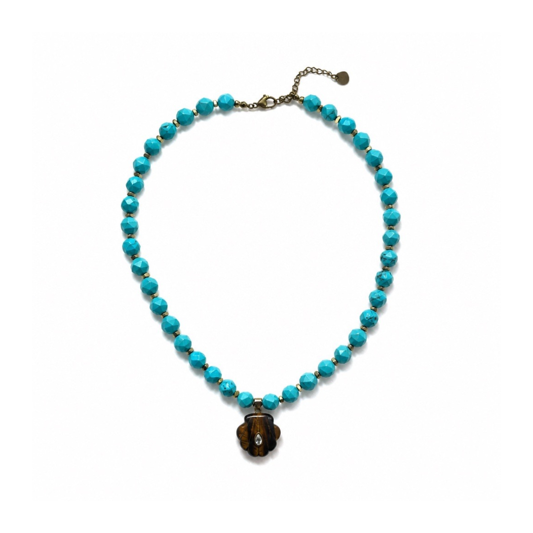 Marci Necklace - turquoise & brown