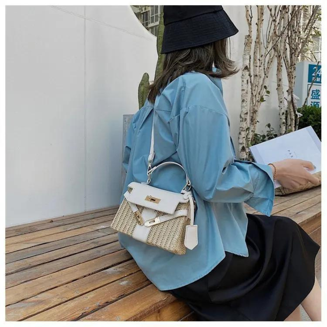 Sandy Straw cross body Box Bag