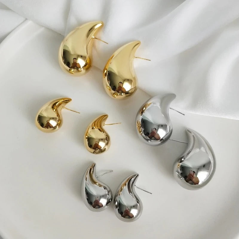 Gold and silver drop earrings