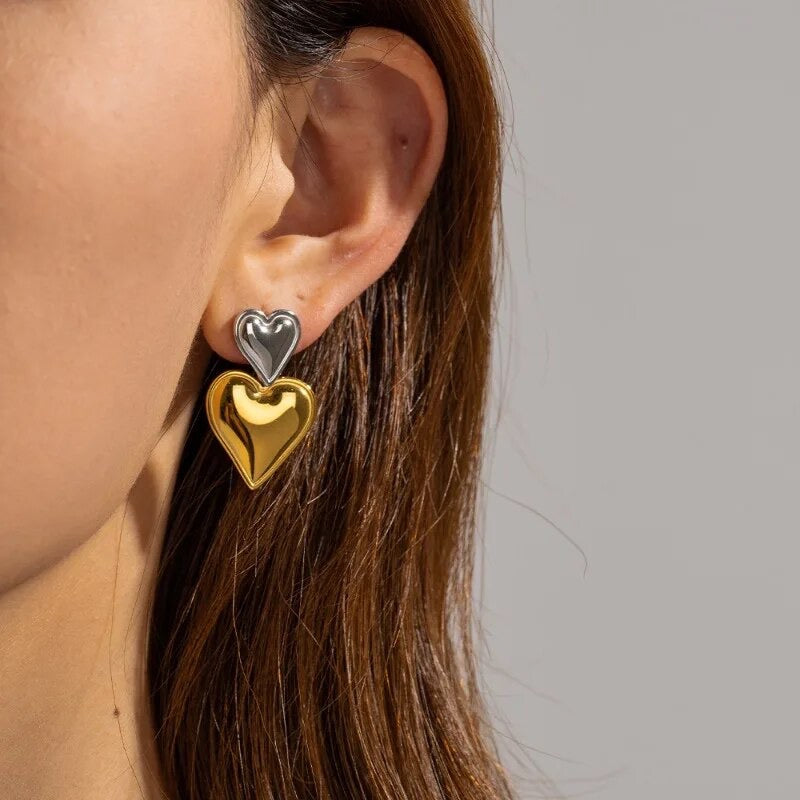 Mixed love heart earrings