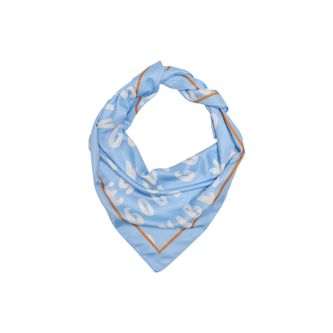 Blue Printed Satin Scarf