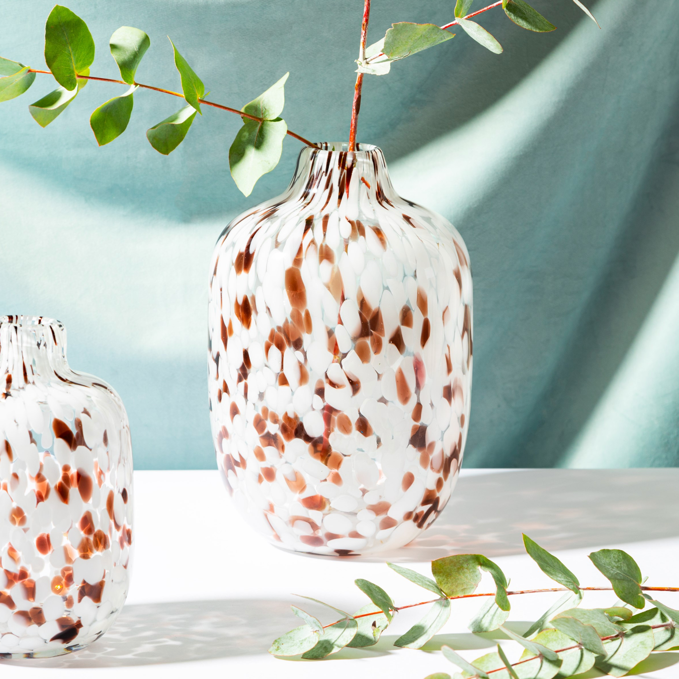 Large Brown Speckled Glass Vase