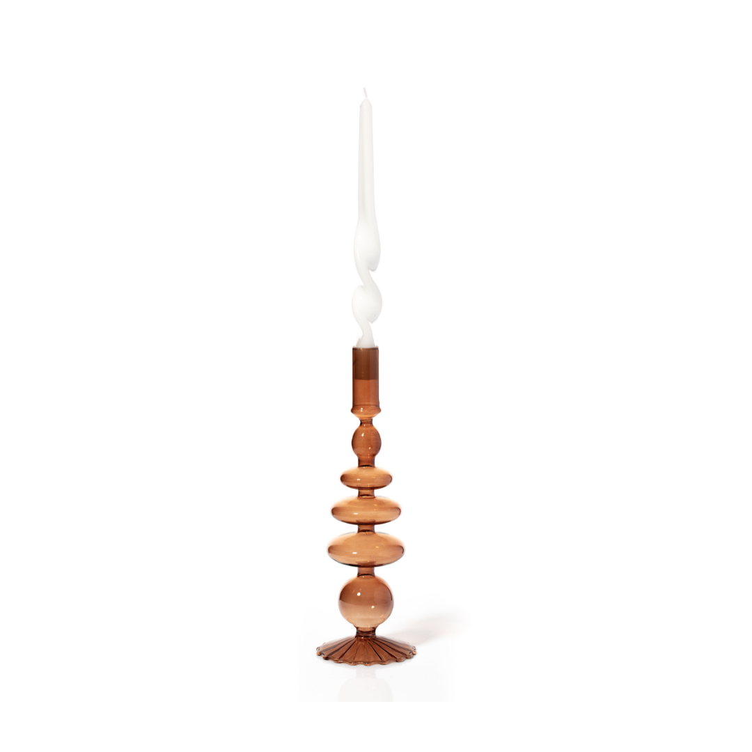 Coloured Glass Taper Candle Holder